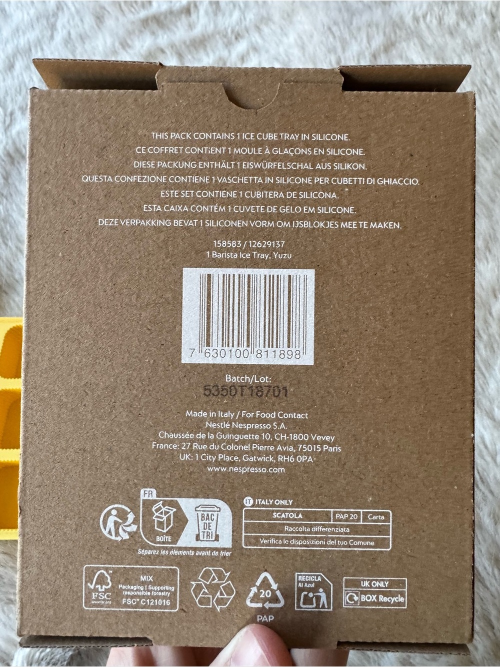 Nespresso Barista Silicone Ice Tray in Bright Yellow - Picture 6 of 6